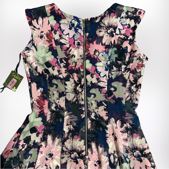 NWT Taylor PRETTY Pink & Navy Floral Scuba Dress SZ 8 - Picture 5 of 7
